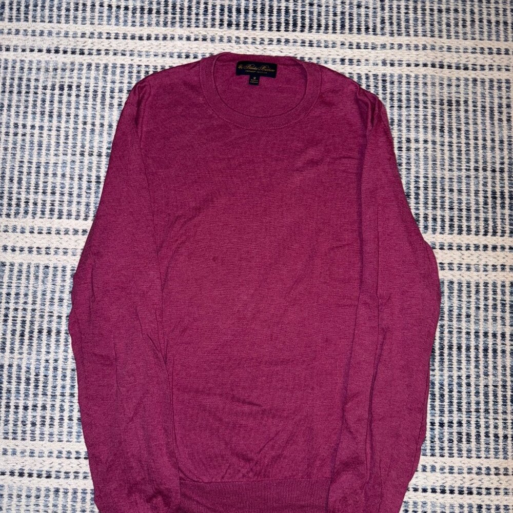 Brooks Brothers Men's Magenta Crewneck Sweater | 100% Cotton | Size M